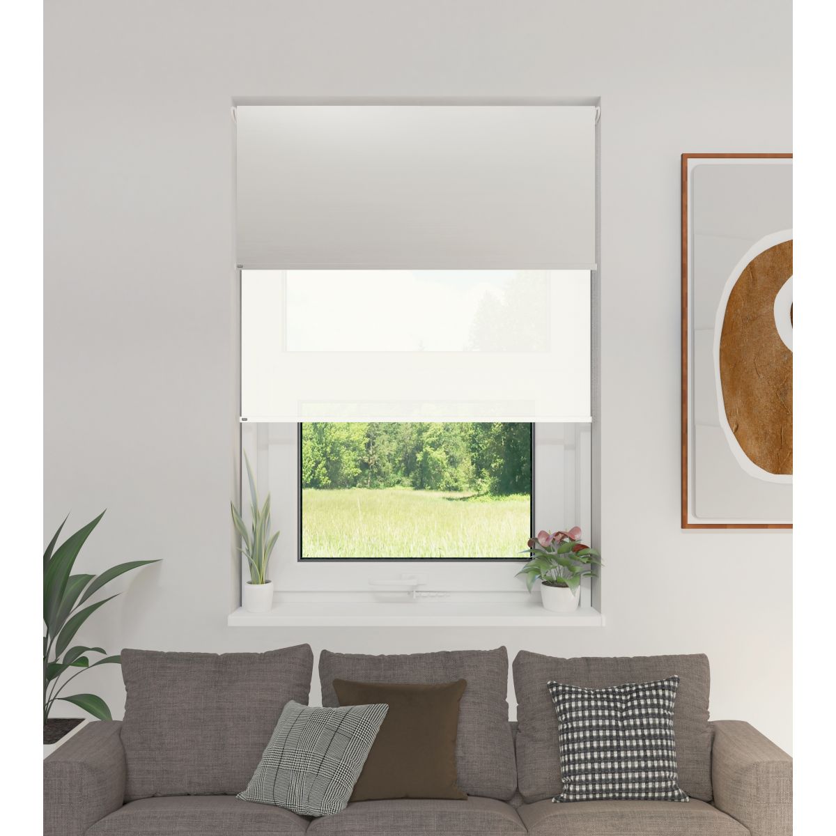 Cortina Roller Doble BlackOut y Screen 5% Blanco 1,80 x 2,20
