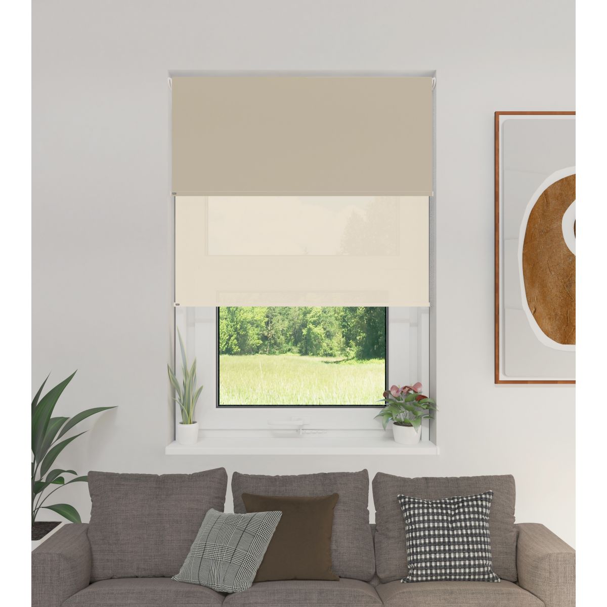 Cortina Roller Doble BlackOut y Screen 5% Beige 1,80 x 2,20