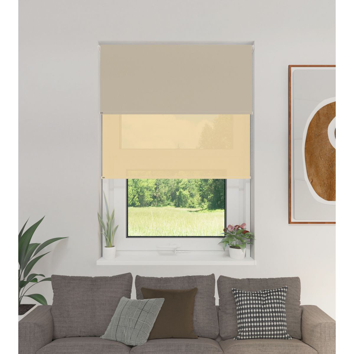 Cortina Roller Doble BlackOut y Screen 6% Beige 1,20 x 1,65